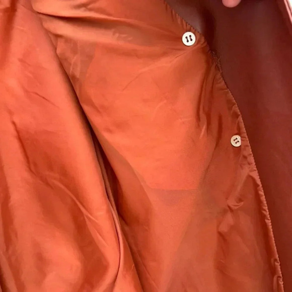 PR Womens Vintage Faux Leather Boho Style Long Coat Rust Size 13/14 - Picture 14 of 16
